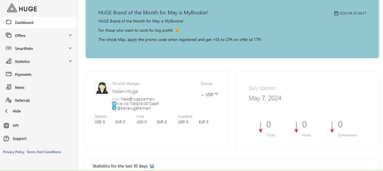 Huge.Partners Dashboard