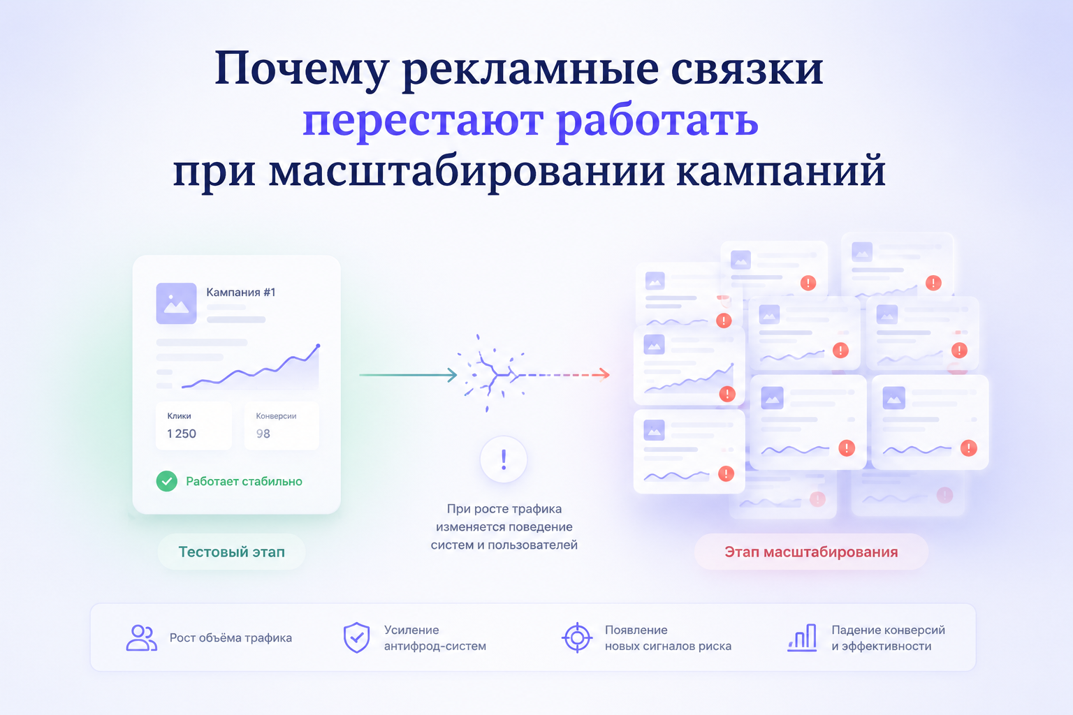 Почему рекламные связки перестают работать при масштабировании кампаний
